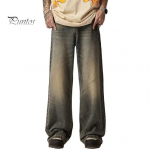 Meeste Teksad Gradient Kontrastv&auml;rv Lai jalg lahti High Street Retro Hip Hop Sirge T&auml;ispikad taskud Nupp T&otilde;mblukk Sulgur Meeste Pikad Denim M hall/sinine