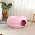 Donut Cat Bed Tunnel Interaktiivne voodi m&auml;nguasjamaja 2 kassile Vilt Lemmikkass Poolsuletud koobas Sisekoolitus Kennel M&auml;nguasi Lemmikloomade tarvikud S roosa