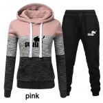 2 tk. Spordidressid Naistele Moodsad v&auml;rvid Patchwork Spordidressid Naiste pikkade varrukatega kapuutsid Dressipluus ja s&ouml;rkimisp&uuml;ksid S roosa