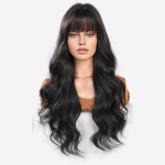 26 S&uuml;gavmust Laineline Parukas - Kuumuskindel S&uuml;nteetiline Juukset&uuml;kk Tukkidega ja Loomuliku Juuksepiiriga 67cm 26.37 Inch pruun