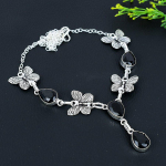 Natural Black Spinel Gemstone Handmade 925 Sterling Silver Necklace 18 l7b68