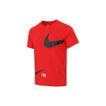 Nike Sportswear Kahekordse Swoosh logoga &uuml;mmarguse kaelusega l&uuml;hikeste varrukatega T-s&auml;rk Meeste Topid Punane DD3350-657 XS