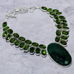 Emerald Natural Peridot 925 Sterling Silver Jewelry Necklace 18 m2s17