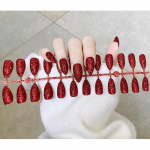 24tk/komplekt Vajutage k&uuml;&uuml;ntele V&otilde;ltsk&uuml;&uuml;ned K&uuml;&uuml;nekleebised S&auml;ravad k&uuml;&uuml;ned DIY Quick Nails punane