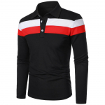 Meeste kevad-s&uuml;gismood rev&auml;&auml;riga polos&auml;rgid pikkade varrukatega topid Kontrastv&auml;rvi n&ouml;&ouml;biga vabaaja mugavad lahtik&auml;iva kraega meeste riided M must