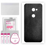 apgo Protective Skin Sticker for the back compatible with Sharp Aquos Zero, Wrap Film, Foil, Vinyl - Pattern Black Leather