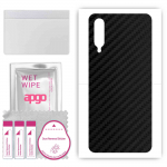 apgo Protective Skin Sticker for the back compatible with Xiaomi Mi 9 Lite, Wrap Film, Foil, Vinyl - Pattern Carbon Black