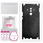 apgo Protective Skin Sticker for the back+sides compatible with Huawei Mate 10 Pro, Full Wrap Film, Foil, Vinyl - Pattern Black Leather