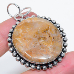 Natural Plume Agate Gemstone Handmade 925 Sterling Silver Pendant 2.21 n6c35