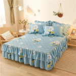 Paksendatud tepitud voodi seelik Padjap&uuml;&uuml;r lillemustriga libisemisvastane kulumiskindel voodikate Kodune voodipesu Madratsi kaitsekate 120x200cm bed skirt