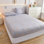 Queen Bed Sheets for Double Bed Blue Stars Printed Fitted Sheets Thick Brushed Fabric Double Mattress Cover (without pillowcase) Single90x200x30cm