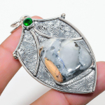Natural Maligano Jasper, Peridot Gemstone 925 Sterling Silver Pendant 2.80 n3r87