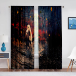 Hobune Loom Sheer Voile kardin Tumepruun hobune Jooksev p&auml;ikeseloojang Rohuaken T&uuml;llkardinad elutoa kaunistamiseks magamistoas 1 PCS W100XH250cm&Rod Pocket