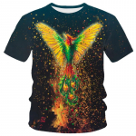 Mood Summer Eagle And Flame Phoenix Animal 3D tr&uuml;kitud T-s&auml;rk meeste T-s&auml;rgile Kaelusega l&uuml;hikeste varrukatega T-s&auml;rk Top Hot S