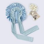 100% mooruspuust siidist magamiskott naistele suur magamism&uuml;ts laia elastse lipsupaelaga lokkis rastapatsikuga juuste hooldamiseks