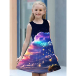 4-14a t&uuml;drukute kleidid lastele 3D prinditud liblikas loomamaastiku mustriga varrukateta kleit lastele digitaalsed hingavad riided 4-5Y