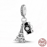 S925 Sterling Silver Reisiteemaline kohver kaamerakott ripats Helmed Amuletid sobivad originaal k&auml;ev&otilde;rud Naiste DIY ehted kingitus