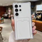 P&otilde;rutuskindel kaardipesa silikoonist Tpu pehme korpuse kate Samsung S24 S22 Ultra Plus S23 S21 S20 Fe A55 A54 A52 A35 A15 5g l&auml;bipaistev mobiiltelefoni &uuml;mbris Samsung S24 must