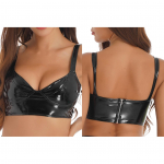 Naiste Wet Look Club pesu lukuga k&auml;rbitud topid L&auml;ikivad lateksist Bralette rinnahoidjatopsid S must