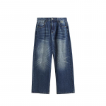 Meeste Vuntsidega Pesu Vintage 88% Puuvill Sirge L&otilde;ikega P&uuml;ksid Baggy Laiade S&auml;&auml;rtega P&uuml;ksid Rebenenud Teksad Meestele Korea Mood R&otilde;ivad L sinine