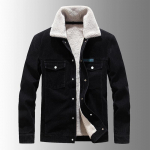 Meeste Denim Corduroy Polar Fliisist soe polsterdatud jope M must