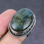 Labradorite Gemstone Handmade 925 Sterling Silver Gift Jewelry Ring Size 8 q6m18