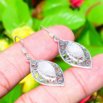 Rainbow Moonstone Gemstone Handmade 925 Sterling Silver Gift Earring 1.73 d7u38