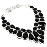 Natural Black Spinel Gemstone 925 Sterling Silver Jewelry Necklace 18 c2k07