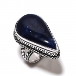 Natural Sodalite Gemstone Handmade 925 Sterling Silver Gift Ring Size 7 v0e73