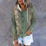 Naiste kapuuts, tr&uuml;kitud pikkade varrukatega avara kapuutsiga spordijakk L armee roheline v&auml;rv