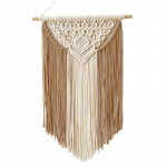 Bohemia stiilis makramee k&auml;sitsi valmistatud seinaripp Kodukaunistus, kootud puhtast puuvillast seinavaip Kodukaunistus Geomeetriline valge kohv