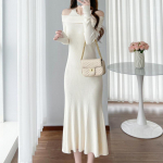 Naiste mood s&uuml;gistalv &uuml;hev&auml;rvilise tr&uuml;kiga pikkade varrukatega, k&otilde;rge v&ouml;&ouml;kohaga vabaajakleidid S aprikoosi