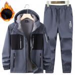 Winter Plus Velvet veekindel jope &uuml;likond T&ouml;&ouml;riided Meeste talvine &otilde;ues paksendatud soe ja k&uuml;lmakindel 2-osaline &uuml;likond XXXL hall