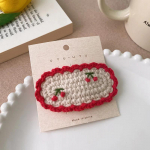 1-osaline karvane magus t&uuml;druku juukseklamber beež kohviv&auml;rvi kirss-maasikas juuksen&otilde;el K&auml;sitsi valmistatud kootud tikandid, lastetangid