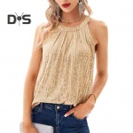 Naiste top p&auml;itsetega kaelus, l&auml;ikiva litriga &otilde;lgadeta varrukateta &uuml;hev&auml;rviline lahtine pehme hingav pullover Lady Club Party Tank top pluus XL roosa punane v&auml;rv