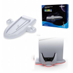 M&auml;ngukonsooli jahutusradiaatori alus PS5 jaoks ja m&auml;ngukontrolleri laadimishoidik Sisseehitatud kerge m&auml;ngutarvikud M&auml;ngukonsooli tarvik 27.6*23.7*2.1cm valge