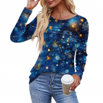 Naiste vabaajamood, tr&uuml;kitud &uuml;markaelus, pika plisseeritud T-s&auml;rk J&otilde;ulutopp L sinine