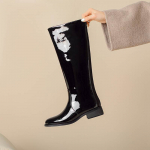 Krazing Pot Veisenahast S&uuml;gis-Talvised Jalan&otilde;ud Ratsasaapad &Uuml;mar Nina Hoiavad Soojas Metallist Ruudukujuline Pandlaga Keskmise Kontsaga Reieni Ulatuvad Saapad 39