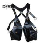 Sling kott vargusvastane rakmete kott keskaegne Steampunk stiilis rahakott sile kunstnahast reguleeritav rihm neet Decor kaenlaaluse topelt &otilde;lakott must