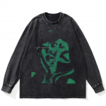 Streetwear Grimace Graphic pestud must T-s&auml;rk Puuvillane Unisex Plus Size pikkade varrukatega T-s&auml;rk S must