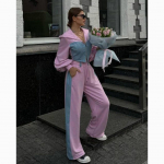 Naiste s&uuml;gismood vabaaja teksariidest lapiga kapuutsiga topp ja p&uuml;kskost&uuml;&uuml;m S roosa