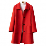 Naiste talvemantel, pidulik &auml;ristiilis, lahtik&auml;iv krae, &uuml;herealine keskmise pikkusega mantel XL punane