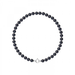 PERLINEA - Bracelet - V&eacute;ritables Perles de Culture d'Eau Douce Rondes 4-5 mm Black Tahiti - Argent 925 Milli&egrave;mes - Bijoux Femme