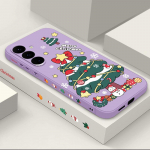 Merry Christmas Gift Tree muster TPU matt &uuml;mbris Samsung S24 Ultra S23 Plus S22 A55 A54 A35 A34 A15 A14 kaelapaela p&otilde;rutuskindel pehme &otilde;huke telefoni kate Samsung S24 beež