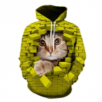 Meeste Naiste Pullover Hoodie Dressipluus Kassi seina telliskivi Graafiline 3D Prindi P&uuml;hade vabaaja t&auml;navar&otilde;ivad Kapuutsiga riided Unisex taskuga S