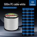 8-punutine Dyneema &otilde;ngen&ouml;&ouml;r &ndash; 500 m PE n&ouml;&ouml;r merep&uuml;&uuml;gi, landi, lohe ja p&uuml;&uuml;givahendite jaoks 4 braids No. 8.0