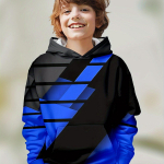 Loomingulise geomeetrilise mustriga 3D-prindiga poisi pikkade varrukatega kapuuts, p&uuml;sib stiilne ja hubane dressipluus 120