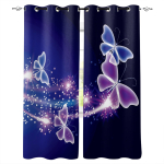 Lillad liblikad pimendavad kardinad elutoa akna kardinad magamistoa k&ouml;&ouml;gi kardinad eesriided rulood W135 x H60cm blue