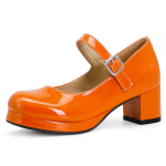 Moodsad Elegantsed Keskmise Kontsaga Lolita Mary Jane Kingad Naistele Rihmadega T&uuml;drukute Mood Punased Kollased Kontsaga Kingad Peo Tantsu Pulmakleidid Daamidele 38 oranž