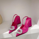 Tursked k&otilde;rged kontsad kingad daamide br&auml;ndi kristallsandaalid naistele slingback elastse b&auml;ndi kiilud OL kleit &otilde;htupidu sandaalid 5 roosa punane v&auml;rv